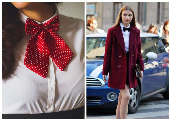 Галстук, бабочка, шейный платок: что в тренде этой осенью в женском гардеробе